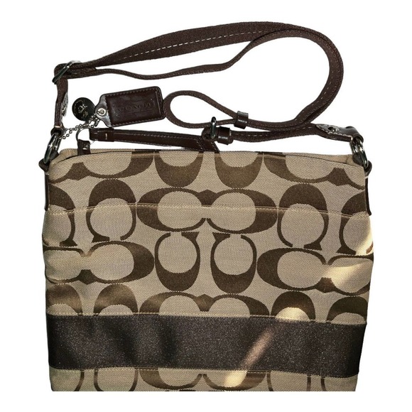 Coach Brown/Beige Signature File Canvas Crossbody Bag EUC - Picture 7 of 13